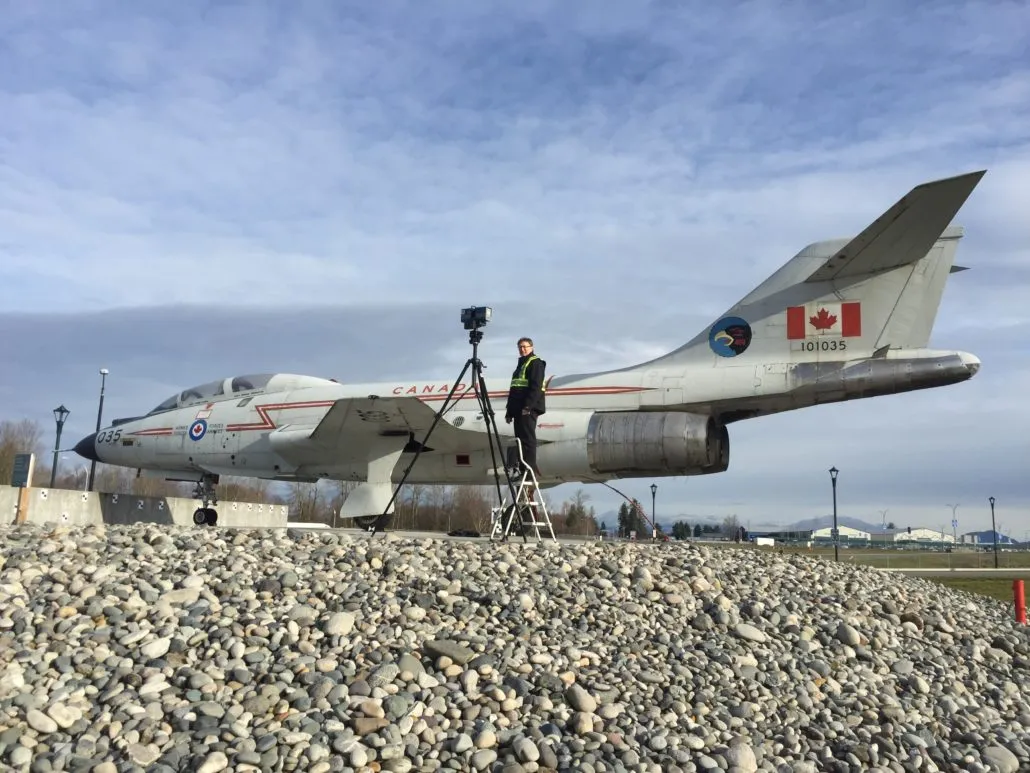 CF-101 Voodoo airframe during on-site laser scanning