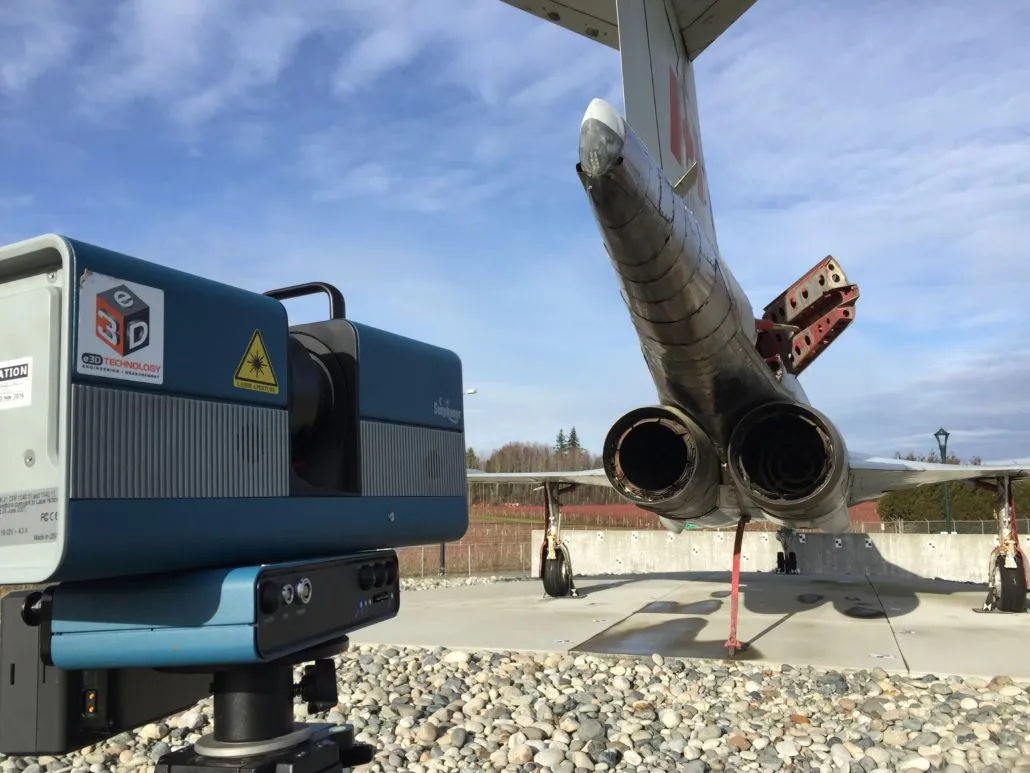 Scanning setup beside the CF-101 fuselage